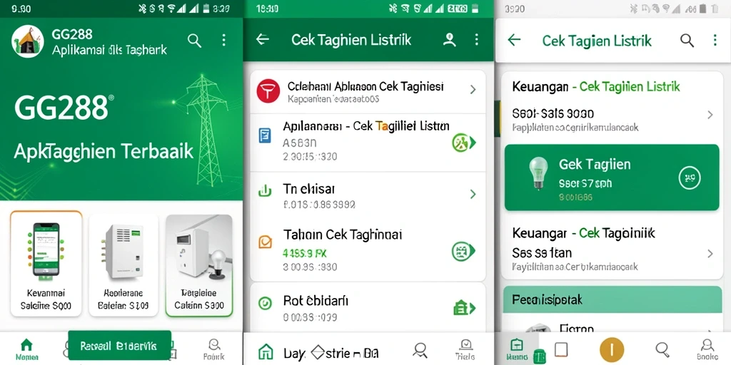 Tampilan antarmuka aplikasi GG288 untuk cek tagihan listrik.