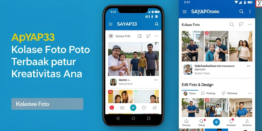 Antarmuka SAYAP33 dengan fitur kolase foto yang menarik.