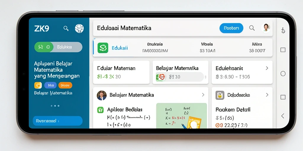 Antarmuka pengguna ZK9 yang interaktif untuk belajar matematika.
