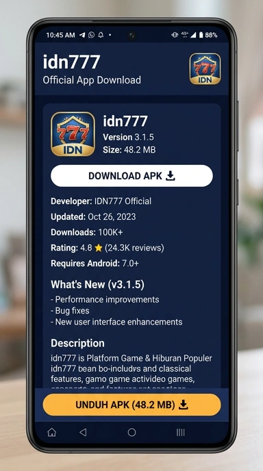 Tampilan halaman APK idn777